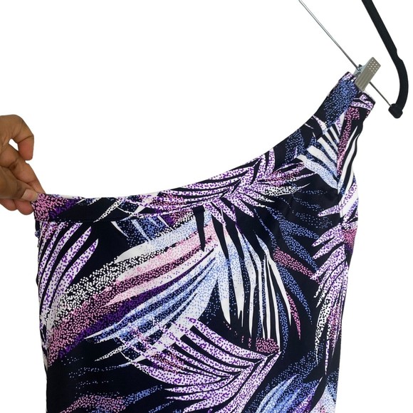 NWT SWIM SOLUTIONS Black MULTI Tummy Control One Shoulder One Piece Swimsuit 18 - Picture 6 of 9